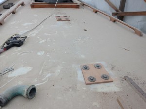 The temporary bolts here are where the mast step sits