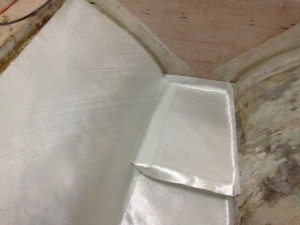 Dry fitting fiberglass in the forward tank