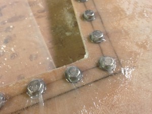 The bolts bedded in thickened epoxy