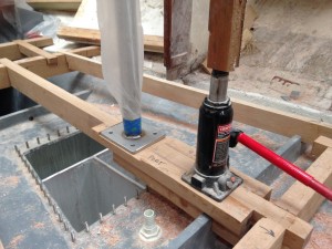 Test fitting the compression post on the beam